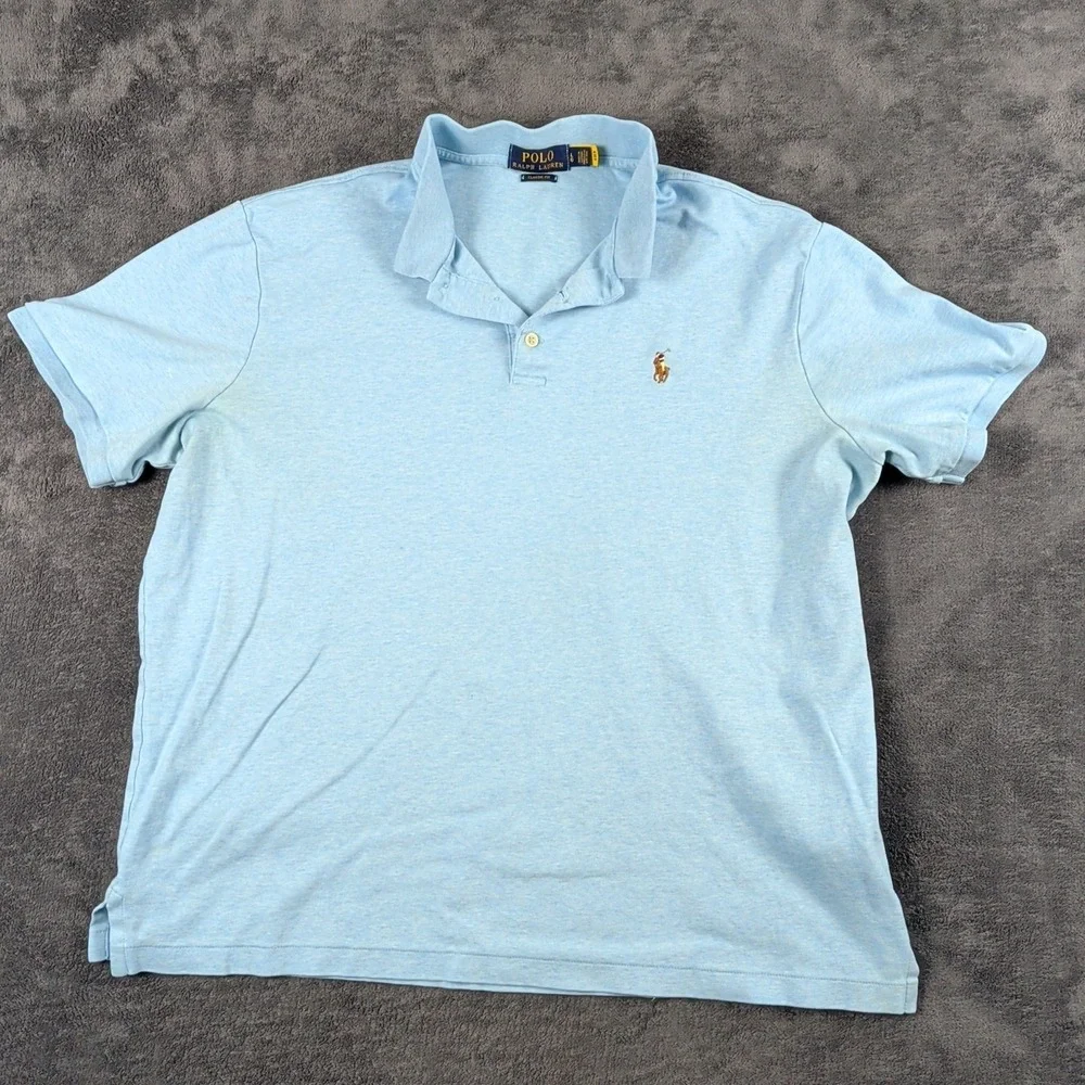 Vintage Polo Ralph Lauren Men's Classic Fit Soft Cotton Polo Shirt Large Blue